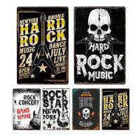 ป้ายโลหะสำหรับเทศกาลดนตรี Pop Music กีตาร์ไฟฟ้า Rock And Roll City โปสเตอร์ Plaque Decoration