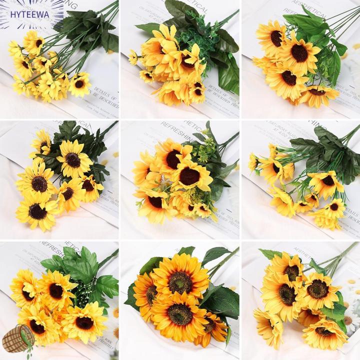 5/7/22 Heads Fashion Real Touch DIY Craft Bright Yellow Artificial Flower Wedding Decoration