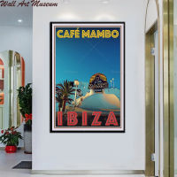 โปสเตอร์สไตล์วินเทจย้อนยุค Ibiza Spanje Cafe Mambo Olieverf โปสเตอร์ผ้าใบพิมพ์ลายโมดูลศิลปะ Muur Hd การตกแต่งบ้าน1ชิ้นกรอบภายในหรือไร้กรอบ (การปรับแต่งมีผ้าใบวาดภาพและกรอบ)