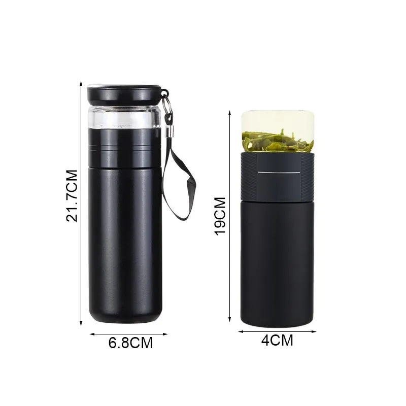 Insulated Cup with Filter Tea Maker Stainless Steel Thermos Bottle with  Glass Infuser Separates Tea and Water 300ML