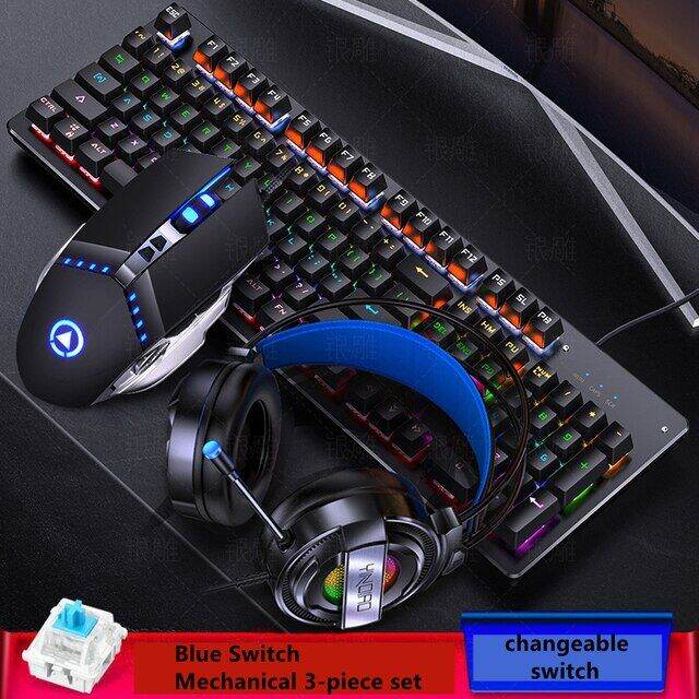 104 Keys Mechanical Keyboard Gaming Keyboard Mouse Headset Set RGB