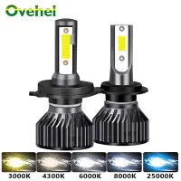 (Premium car) OVEHEL H7 Led ไฟหน้า16000LM H1 H4หลอดไฟ LED ไฟหน้ารถ3000K 4300K 6000K 8000K 80W H8 H9 H11โคมไฟหมอก