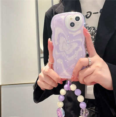 สีม่วงเลื่อมผีเสื้อโทรศัพท์มือถือที่อยู่อาศัยสำหรับ iPhone14Pro คลื่นขอบตกเปลือกโทรศัพท์มือถือสำหรับ iPhone13Pro max สีม่วงรักดอกไม้ลูกปัดเปลือกโทรศัพท์มือถือสำหรับ iPhone11 เปลือกนุ่มสำหรับ iPhone XR แฟชั่นสวยผีเสื้อโทรศัพท์มือถือเปลือกสำหรับ iPhone12