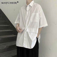 MAYCHEER   เสื้อฤดูร้อนแขนสั้นชายอเนกประสงค์หลวมและเชิ้ตคู่รักใหม่