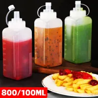 800/1000ML Large Diameter Dustproof Plastic Squeeze Sauce Bottle / Honey Salad Dressing Jam Bottle / Kitchen Seasoning Bottle Dispenser