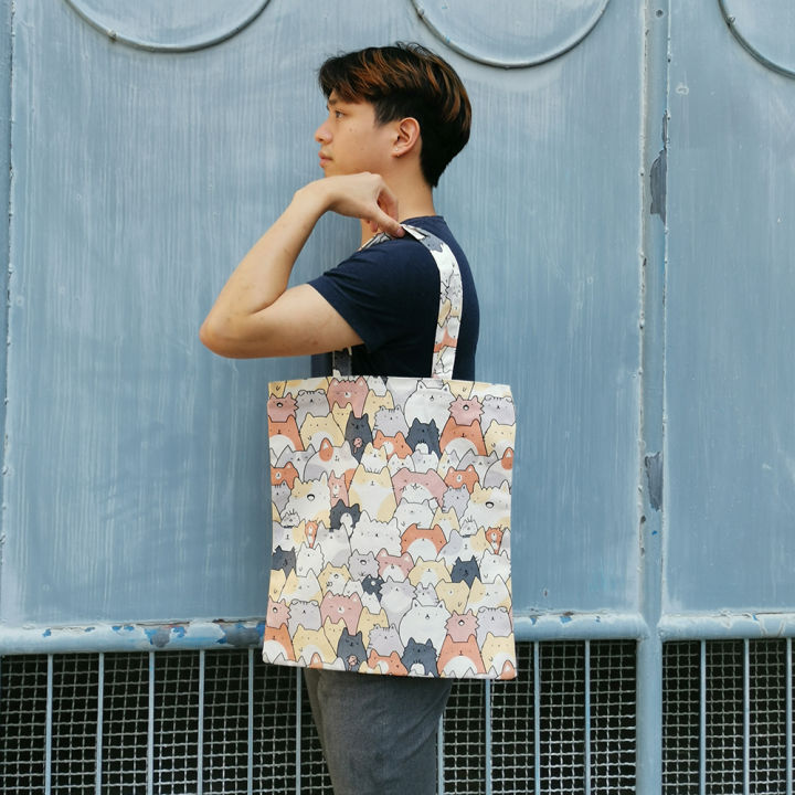 กระเป๋าผ้ายีนส์มีซิป-tote-bag-ลายแมว-ลายการ์ตูน-ลายคณิตศาสตร์-กระเป๋ารักษ์โลก-ถุงผ้าลดโลกร้อน-ถุงผ้ารักษ์โลก