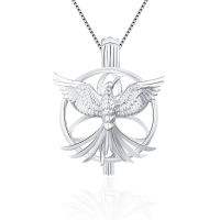 CLUCI 925 Silver Phoenix Shaped Cage Pendant US Air Force Charms Pure Sterling Silver Women Jewelry Pearl Locket SC175SB