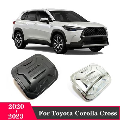 อุปกรณ์เสริมภายนอกโครเมี่ยมสีดำสำหรับ Toyota Corolla Cross SUV 2020 2021 2022 2023ฝาครอบถังน้ำมันรถยนต์ตกแต่งอุปกรณ์ตกแต่งรถ