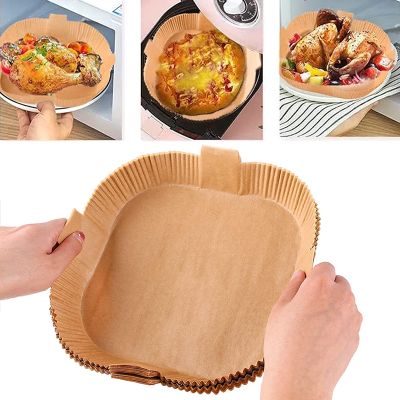 New Air Fryer Disposable Baking Paper Liner Form Tray With Handle 20cm Kitchen Square Grill Parchment Paper Airfryer Accessories