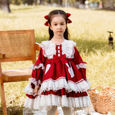 Zhiya กระโปรง2021เด็กผู้หญิง,กระโปรงเจ้าหญิงโลลิต้าผ้าคอตตอนสีแดง
