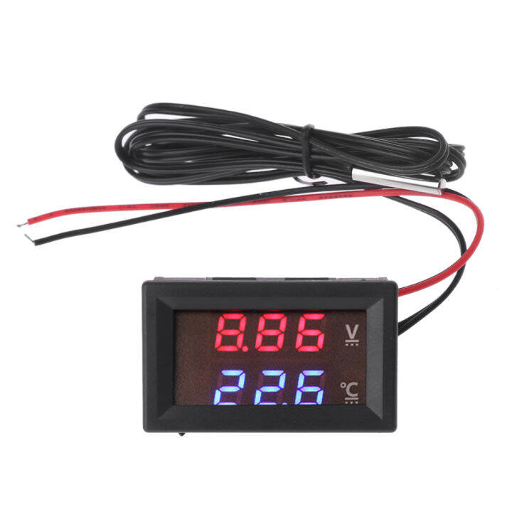 12V 24V Car Voltmeter With Cables LED Digital Display Voltmeter Panel