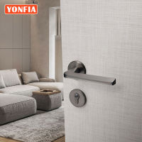 YONFIA A8190R02ที่ทันสมัยนอร์ดิกสีดำอลูมิเนียมภายในล็อคประตูจับห้องน้ำความเป็นส่วนตัวก้านมือจับประตูสำหรับห้องน้ำไม้ประตู