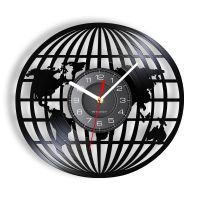 3D Globe Map of Earth Vinyl Record Wall Art Travel Gifts All Around the World Earth Map Decorative Wall Watch Vintage Clock