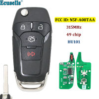 Oibwye 3 + 1/4ปุ่มรีโมกุญแจแบบพลิก Keyless Entry Fob 315MHz พร้อม49ชิพ Hitag Pro สำหรับ Ford Fusion 2013-2015 FCC ID: HU101 N5F-A08TAA