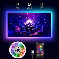 แถบไฟ LED บลูทูธ APP ควบคุม, แสงไฟทีวี, USB RGB 5050 LED เทปสำหรับทีวี PC พื้นหลัง Home PARTY ตกแต่งผนัง *