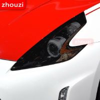 สติกเกอร์ป้องกันฟิล์มป้องกันแบบใส,2ชิ้นสำหรับ Nissan 370Z Nismo 2009-On แสงไฟหน้ารถสีดำปกป้อง