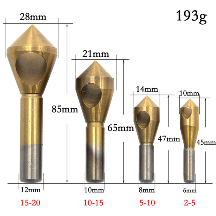 kiprun-รูเฉียง-champferer-4ชิ้น-hss-ไทเทเนียมชุบกลับหลุมเรียวเจาะซิงค์เคาน์เตอร์บิตอุปกรณ์ขัดสีผิวที่เจาะรูไม้-countersunk-หัวเครื่องขูด