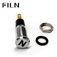 FILN 8mm C28 Car dashboard silver shell Neutral mark 12v led indicator light with Solder foot