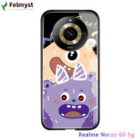 เคสสำหรับ Realme 11 5G Realme Narzo 60 5G น่ารักสำหรับผู้หญิงลายการ์ตูนสำหรับเด็กผู้หญิงเคสฝาหลังกระจกนิรภัยมันวาวกันกระแทก