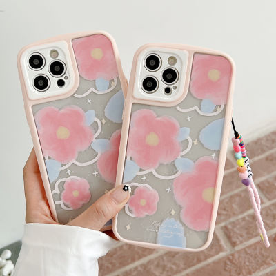 For 13 Oil Painting Flowers Phone Case For 12 11 Pro Max X XR XS Max High Transparency Oval Shell Soft TPU Cover