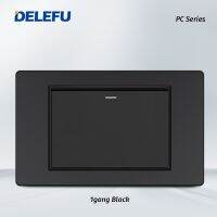 Delefu 1/2/สีดำ2way 3gang1way แผงพีซีบราซิลสหรัฐอเมริกาอิตาลีเม็กซิโก250V 16A มาตรฐาน118*74มมสวิทช์ไฟติดผนังเปิดปุ่มกดจุดจ่ายไฟ