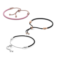 Moments Series S925 Sterling Silver Black Pink Love celet Rope Girls Simple Gift For Girlfriend Fashion celet 2022 Trend