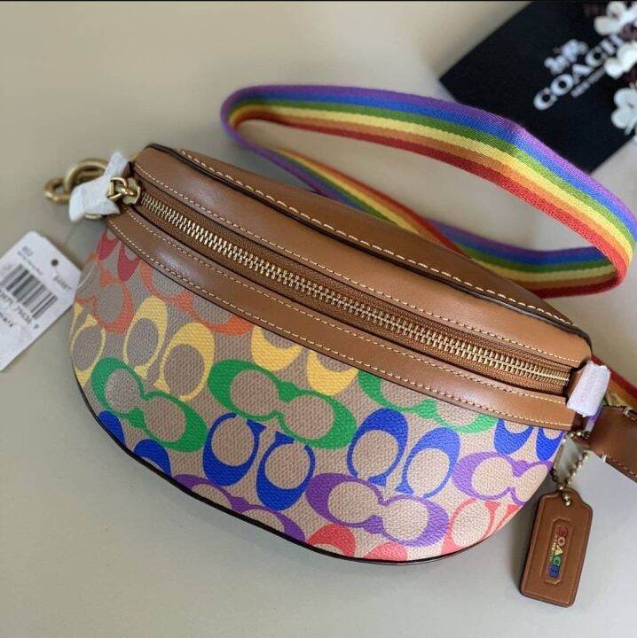 Authentic Coach 852 Bethany Rainbow Signature Coated Canvas and