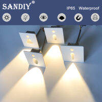 SANDIY เซนเซอร์ไฟบันไดในร่มกลางแจ้งกันน้ํานําแสงขั้นตอนเครื่องตรวจจับการเคลื่อนไหวโคมไฟติดผนังไฟกลางคืนแม่เหล็กสําหรับห้องโถง