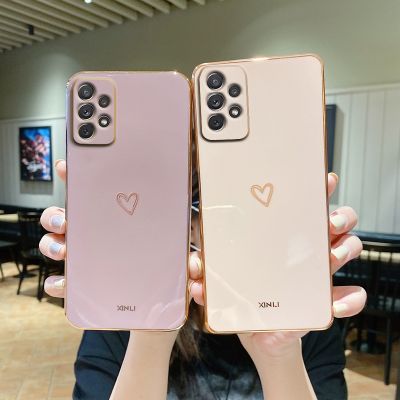 （cold noodles） Square Love Heart Case สำหรับ Samsung Galaxy A32 32 A52 A72 52 72 4G 5G A52S A53 A23 A33 A73 A12ซิลิโคนฝาครอบ Capas