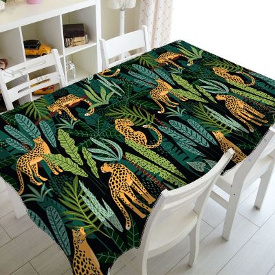 Tropical Leaf Printing Waterproof Table Tablecloth Rectangular Household Dining Room Table Cover Coffee Table Runner Tablecloth