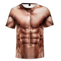 Funny 3D Muscle T Shirt Men Summer Short Sleeve Fitness Tee Cool Streetwear 3D Print Fake Muscle T-shirt 3D Abdominal Tops Male