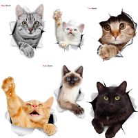 FTC-1040 Three Ratels 3D Cat Stickers Breakout Siamese  for Wall Fridge Toilet Diary Stationery Album Flakes Scrapbookin Wall Stickers Decals