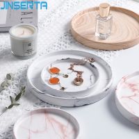 JINSERTA Marbled Ceramic Storage Tray Jewelry Display Plate Cosmetic Organizer Desktop Sundries Tray Garden Flower Pot