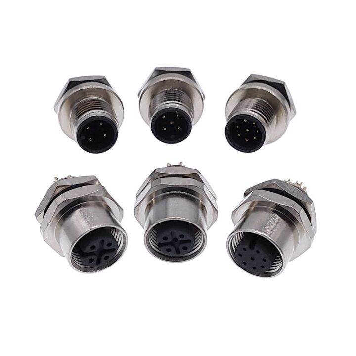 m12-panel-back-mount-flange-socket-sensor-connector-waterproof-screw-threaded-coupling-male-female-3-4-5-8pin