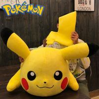 Pokemon Pikachu ขนาดใหญ่ตุ๊กตาผ้ากำมะหยี่หมอนสำหรับนอนคืบคลาน Boneka Mainan เอาใจวันเกิดของขวัญคริสต์มาสเด็ก20-50ซม. *