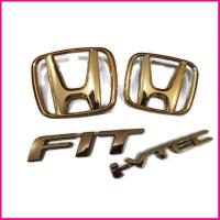 แผ่นป้าย โลโก้ ติดรถยนต์ 4 ชิ้น  Honda  JAZZ /FIT ivtec 2008-2013 GE8 gold Car Logo Emblem งานเนียนๆ สิ้นค้าดีมีคุณภาพ ** จบในร้านเดียว**จัดส่งไว