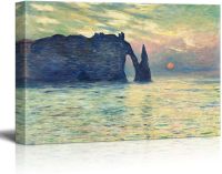 หน้าผาตกโดยผืนผ้าใบ Claude Monet ศิลปะพิมพ์บนผนังการทำสำเนาภาพวาดที่มีชื่อเสียง32X48