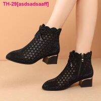 asdsadsaaff Chunky Heels Ankle Boots para mulheres Lace Mesh Bow calçado de luxo feminino primavera e verão preço baixo frete grátis