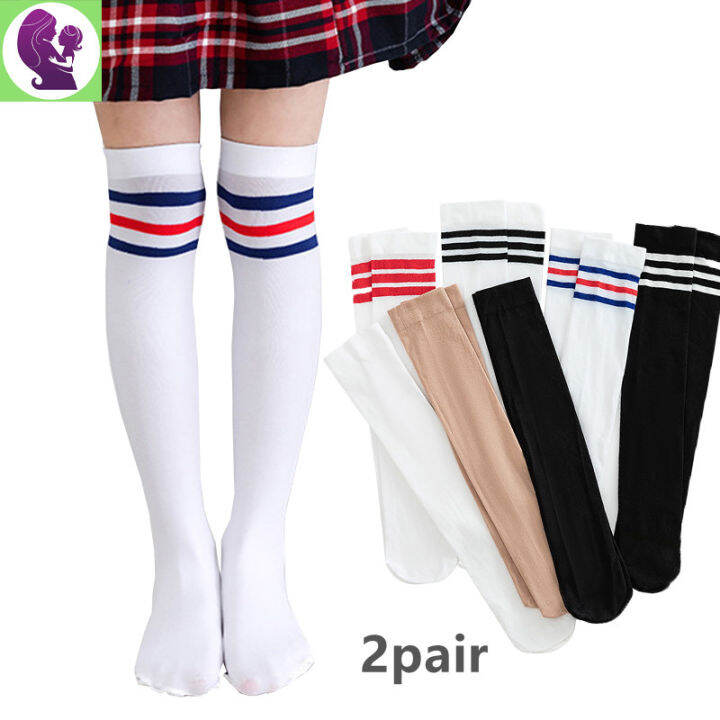 2 Pair Baby Girls Knee Socks Velvet Thin Kids Stockings Comfortable