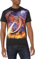 Liquid Blue Mens Plus Size Fantasy Dragon Fire Short Sleeve T-Shirt