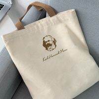 【July】 Wenchuang Marx Head Canvas Tote Female Same Custom One-Shoulder Literature and Shopping