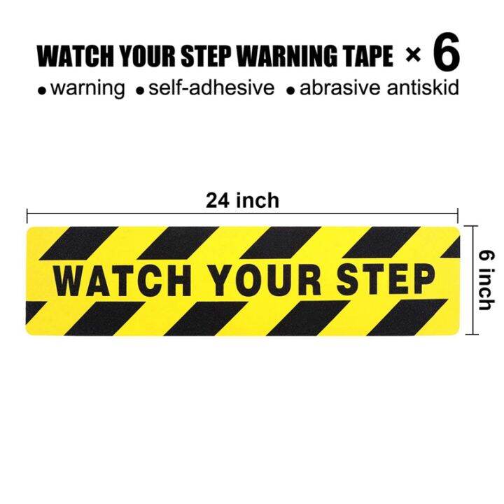 watch-your-step-floor-decals-stickers-6x24-inch-warning-sign-sticker-floor-tape-anti-slip-abrasive-adhesive-tape-decal