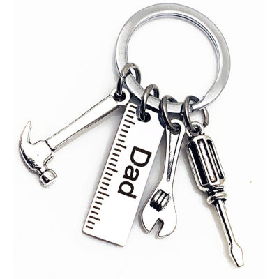 Ruler Dad Daddy Papa Hammer Wrench Keychain Tools Keychain Fathers Day