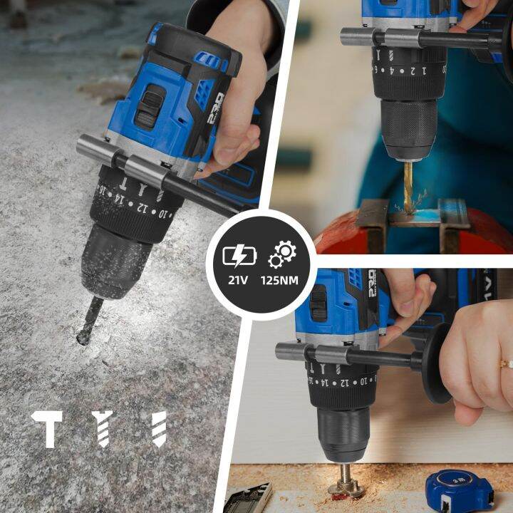 ค้อนสว่านไม่แปรงถ่านไฟฟ้า21v-ไขควงเจาะน้ำแข็งไร้สายแรงบิด125nm-แบตเตอรี่ลิเธียมไอออนเครื่องมือไฟฟ้าโดย-prostormer