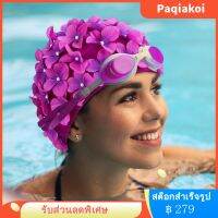 Paqiakoi 2 ชิ้นผู้หญิงว่ายน้ำหมวกสระว่ายน้ำดอกไม้ระบายอากาศได้ง่าย