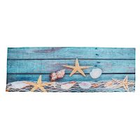 Retro Blue Wood Flooring Fishing Net Conch Shells Starfish Nautical Non-Slip Decorative Bath Mats Rugs For Bathroom Shower Accessories 40x120cm / 16x48inch