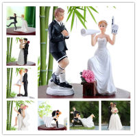 Funny Bride Groom Figurine Wedding Cake Toppers Resin Decor Lover Couples Gift Cake Accessory free shipping