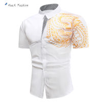 HX Men Lapel T Shirt Summer Short Sleeves Printing Tops Casual Breathable Trendy Shirt