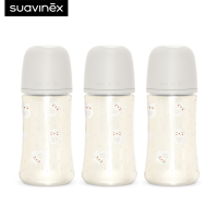 Suavinex (แพ็ค 3 ชิ้น) ขวดนม Premium Polyamide feeding bottle with SX Pro ขนาด 270ml ลาย Bonhomia เหมาะสำหรับอายุ 3-18 เดือน