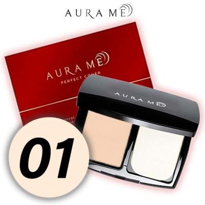 Aura me Perfect Cover กันแดด SPF 30 PA++ ปิด เปิด เป๊ะ ยิ่งใช้ยิ่งออร่า ติดทนกันน้ำ กันเหงื่อตลอดวัน กันน้ำผสมรองพื้น ควบคุมความมันยาว 12 ชม. (No.01 : ผิวขาว และขาวเหลือง) 1 ตลับ